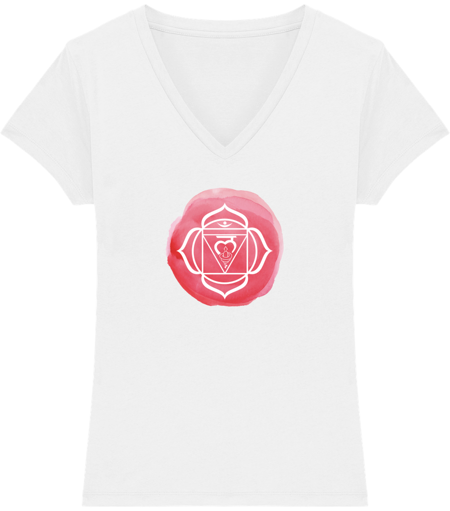 T-shirt col en V en coton bio "Muladhara ou 1er Chakra" pour femme