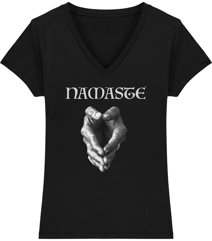 T-shirt col en V en coton bio «Namaste» pour femme - Collection Daography