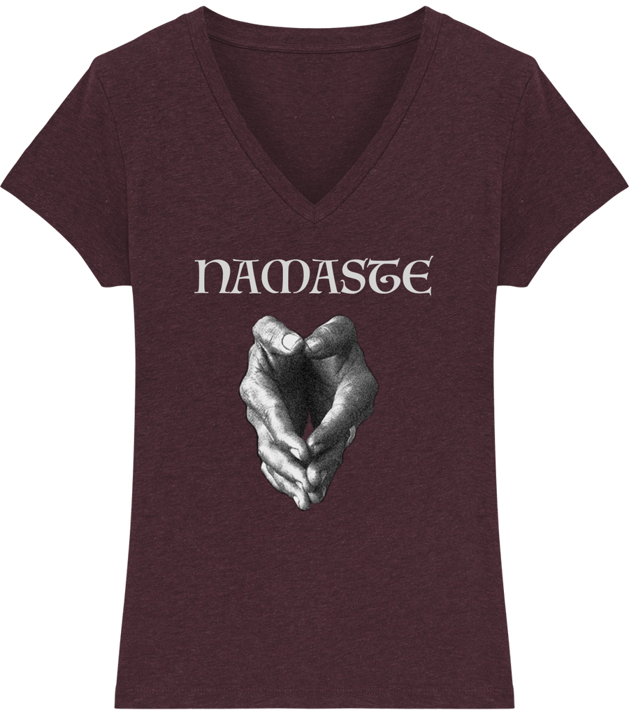 T-shirt col en V en coton bio «Namaste» pour femme - Collection Daography