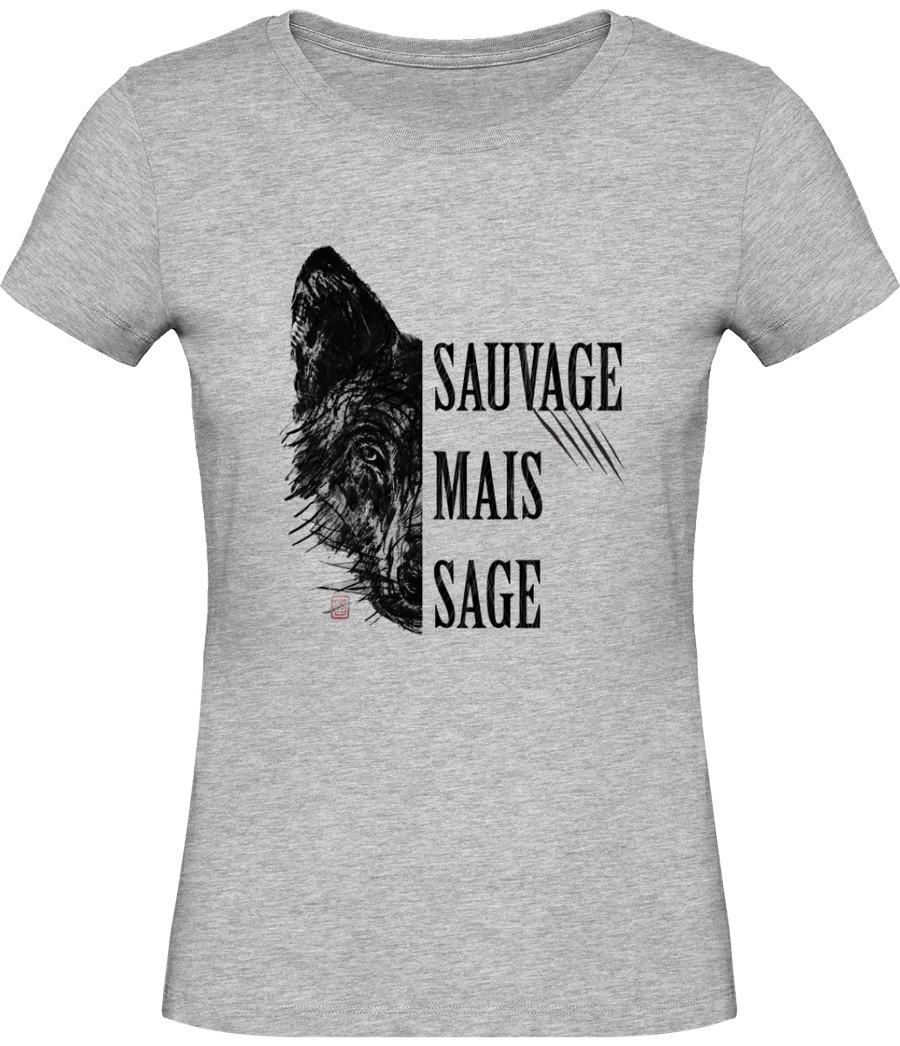 T-shirt col rond en coton bio pour femme «Wolf» - collection Daography