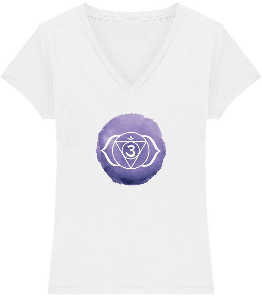 T-shirt col V en coton bio "Ajna ou 6ème Chakra" pour femme