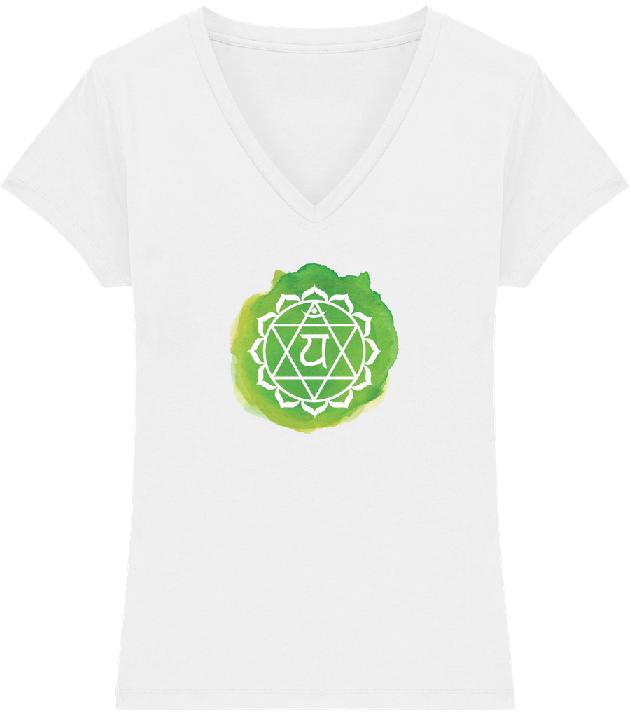 T-shirt col V en coton bio "Anahata ou 4ème Chakra" pour femme