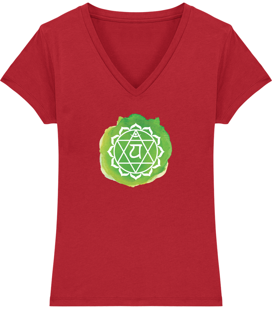 T-shirt col V en coton bio "Anahata ou 4ème Chakra" pour femme