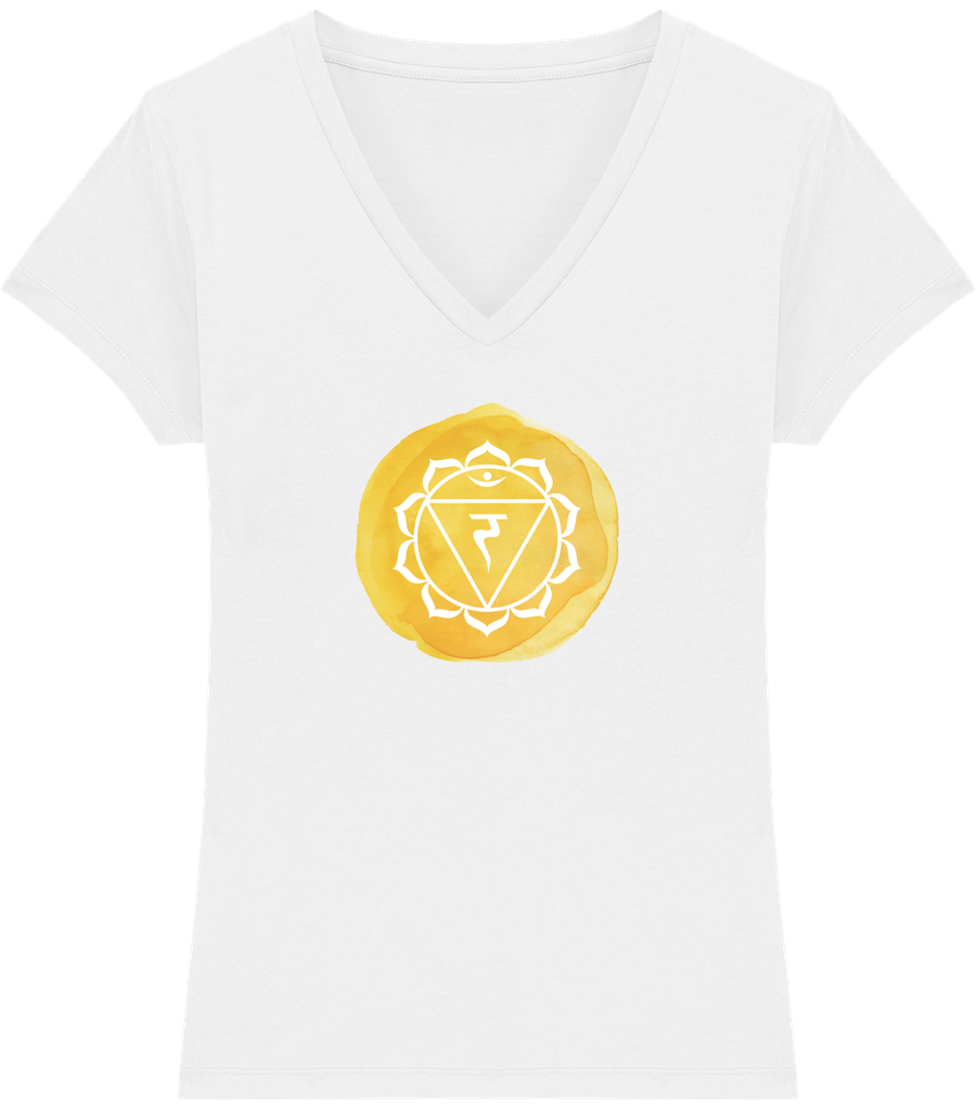 T-shirt col V en coton bio "Manipura ou 3ème Chakra" pour femme