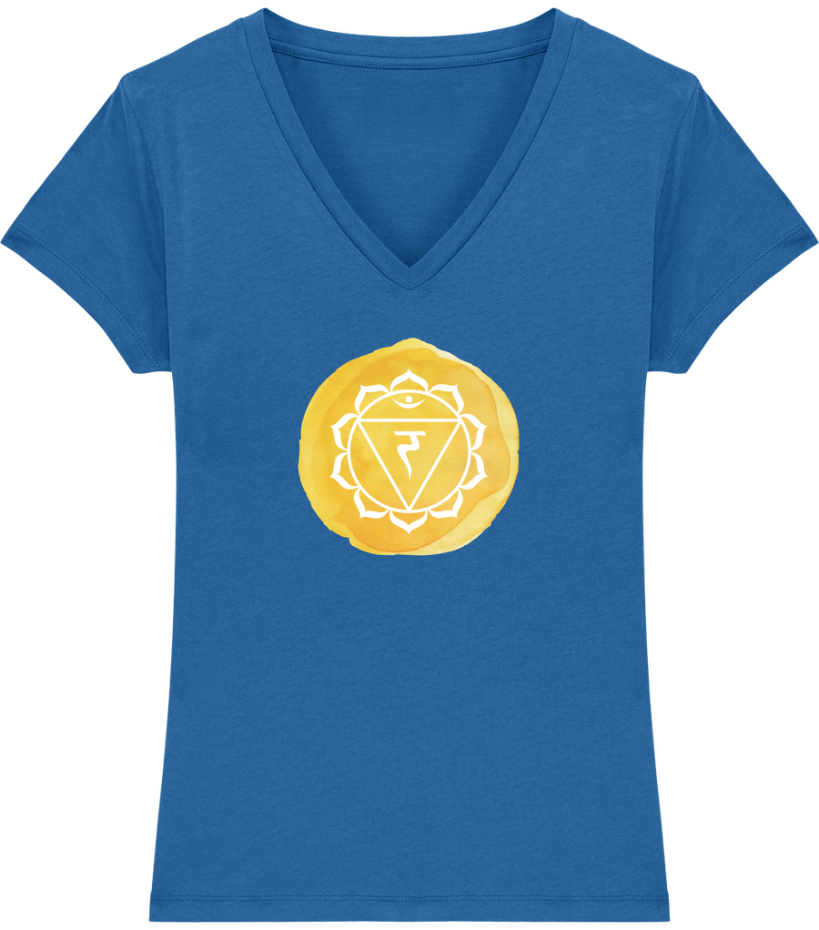 T-shirt col V en coton bio "Manipura ou 3ème Chakra" pour femme