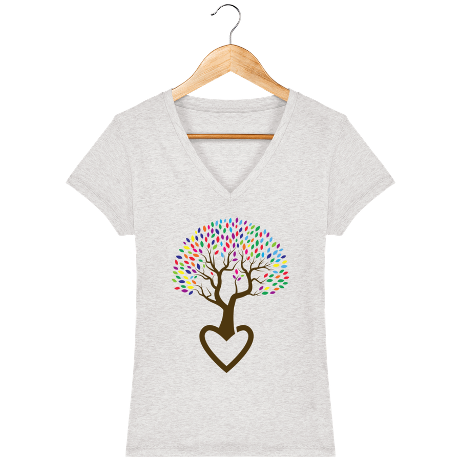 T-shirt col V en coton bio pour femme «Arbre de Vie 5»