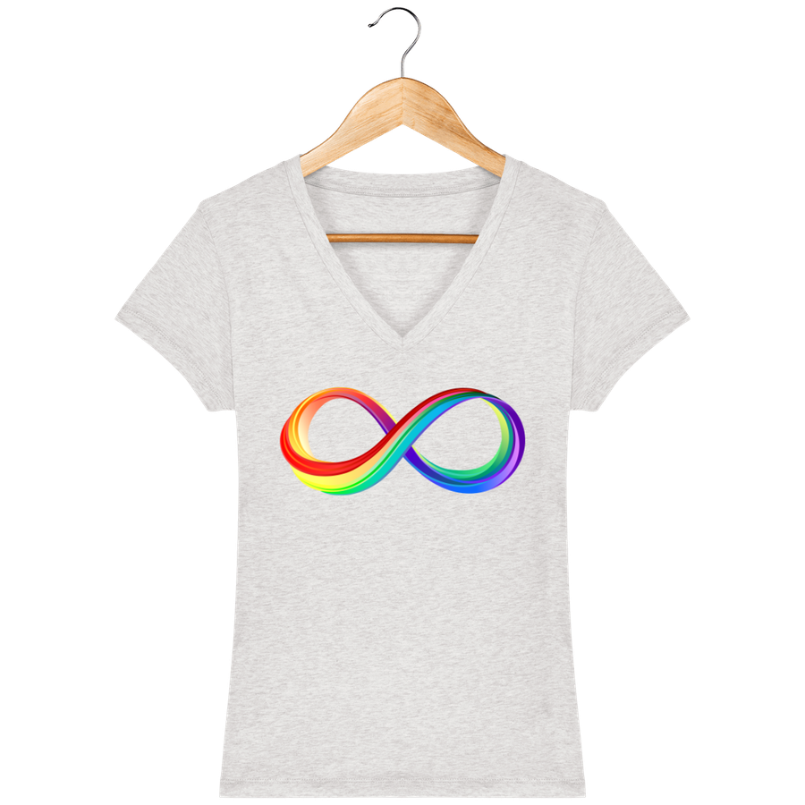 T-shirt col V en coton bio pour femme «Chakras Infini»