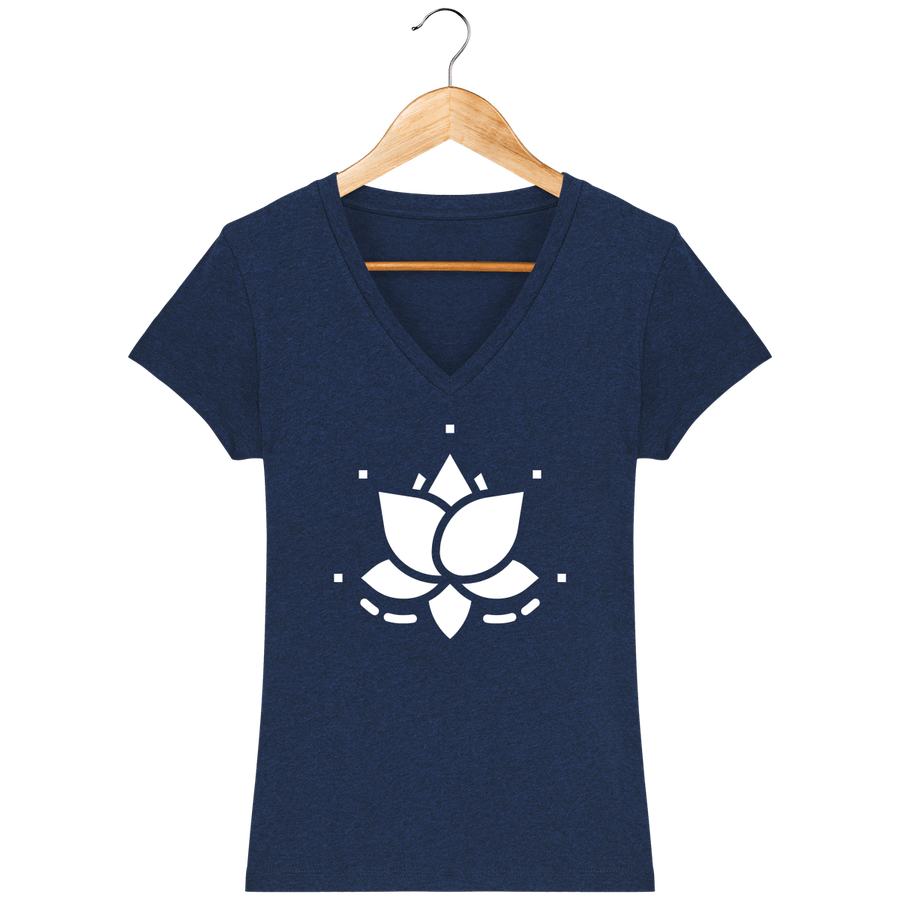 T-shirt col V en coton bio pour femme «Lotus 2»