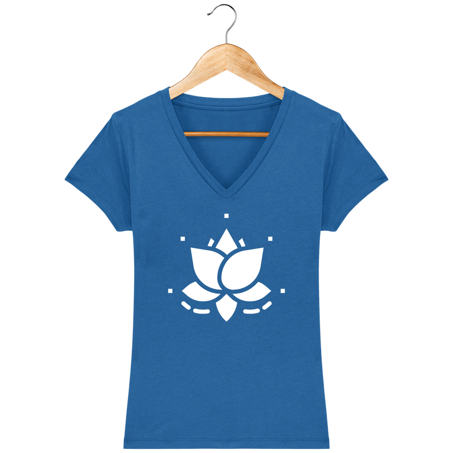 T-shirt col V en coton bio pour femme «Lotus 2»