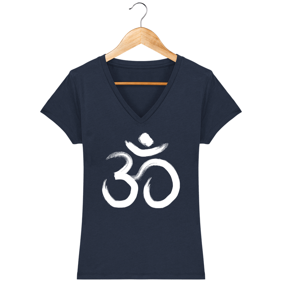 T-shirt col V en coton bio pour femme «Om 4»