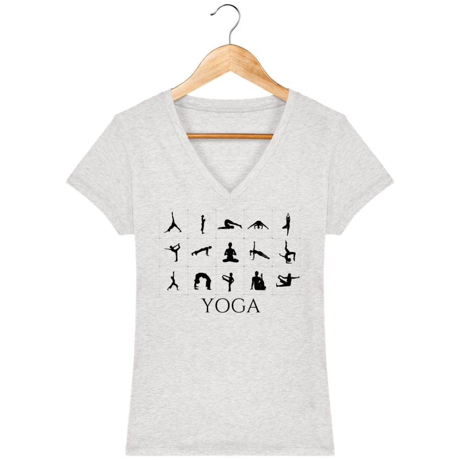 T-shirt col V en coton bio pour femme «Yoga 2»