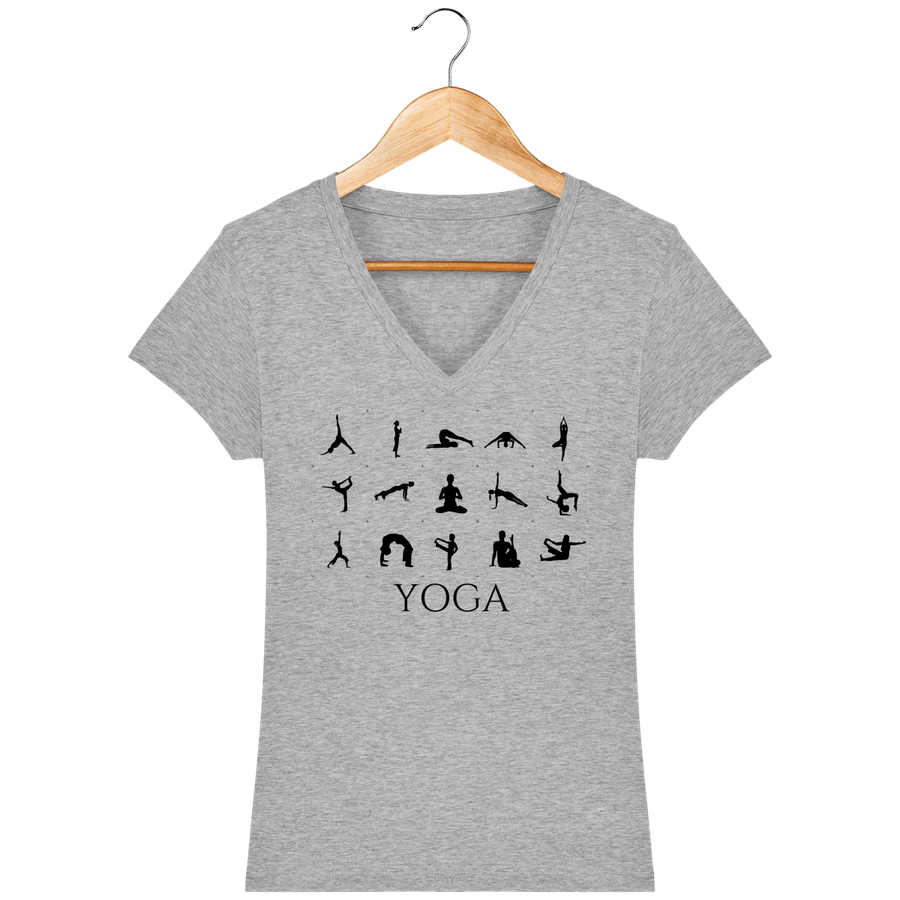 T-shirt col V en coton bio pour femme «Yoga 2»