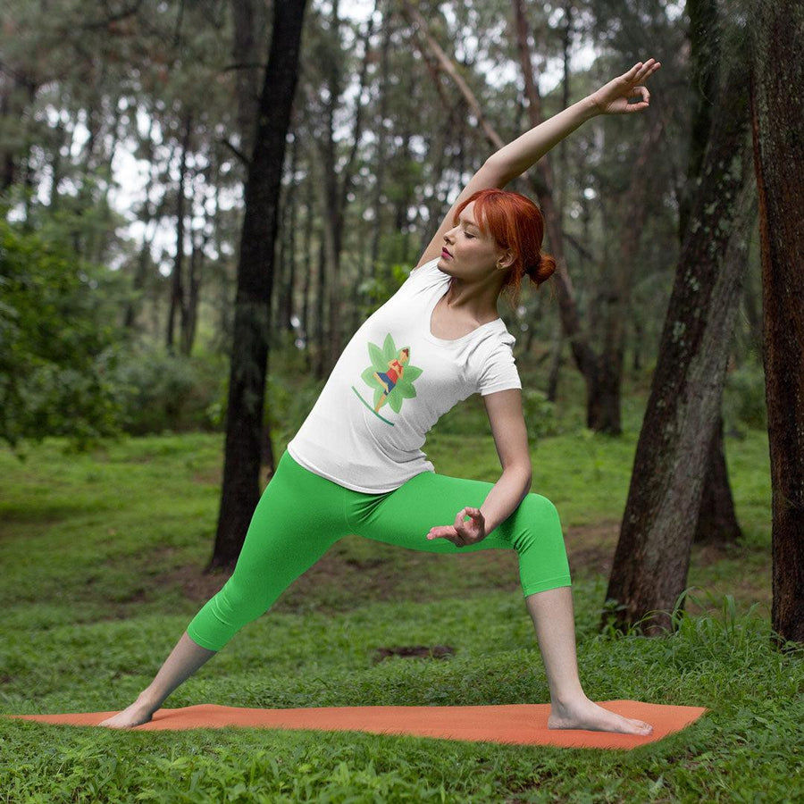 T-shirt col V en coton bio pour femme «Yoga 4»