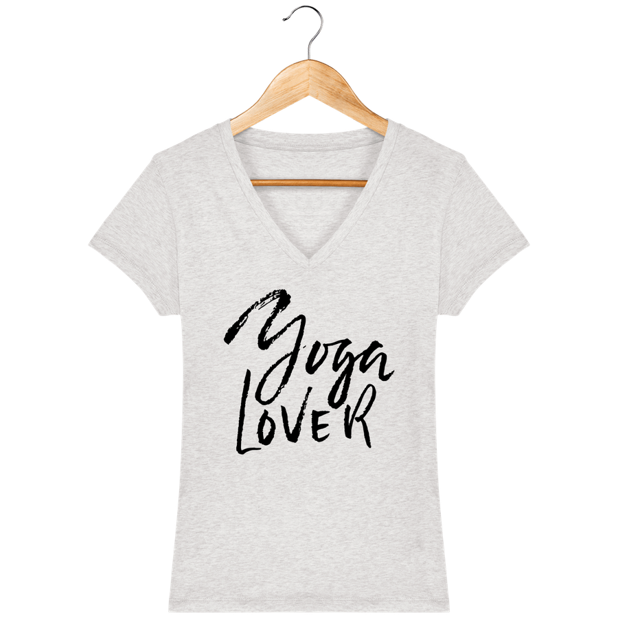 T-shirt col V en coton bio pour femme «Yoga Lover»