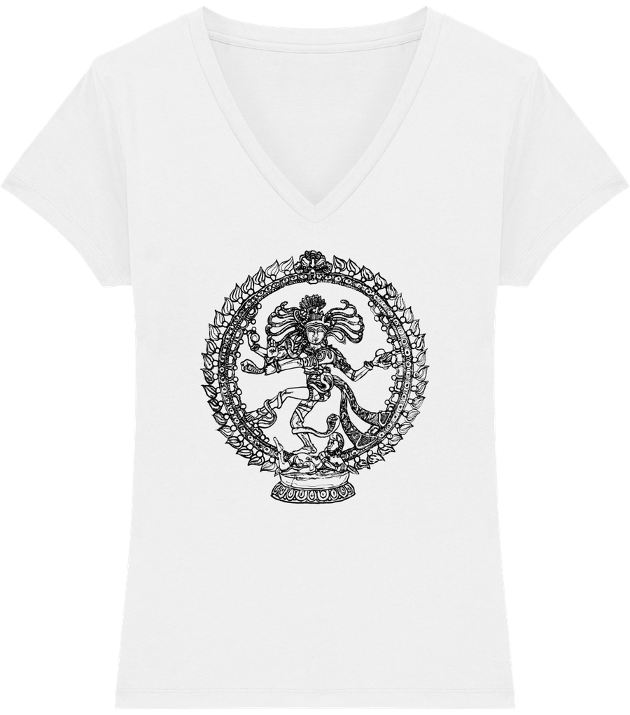 T-shirt col V en coton bio «Shiva» pour femme - Collection Daography