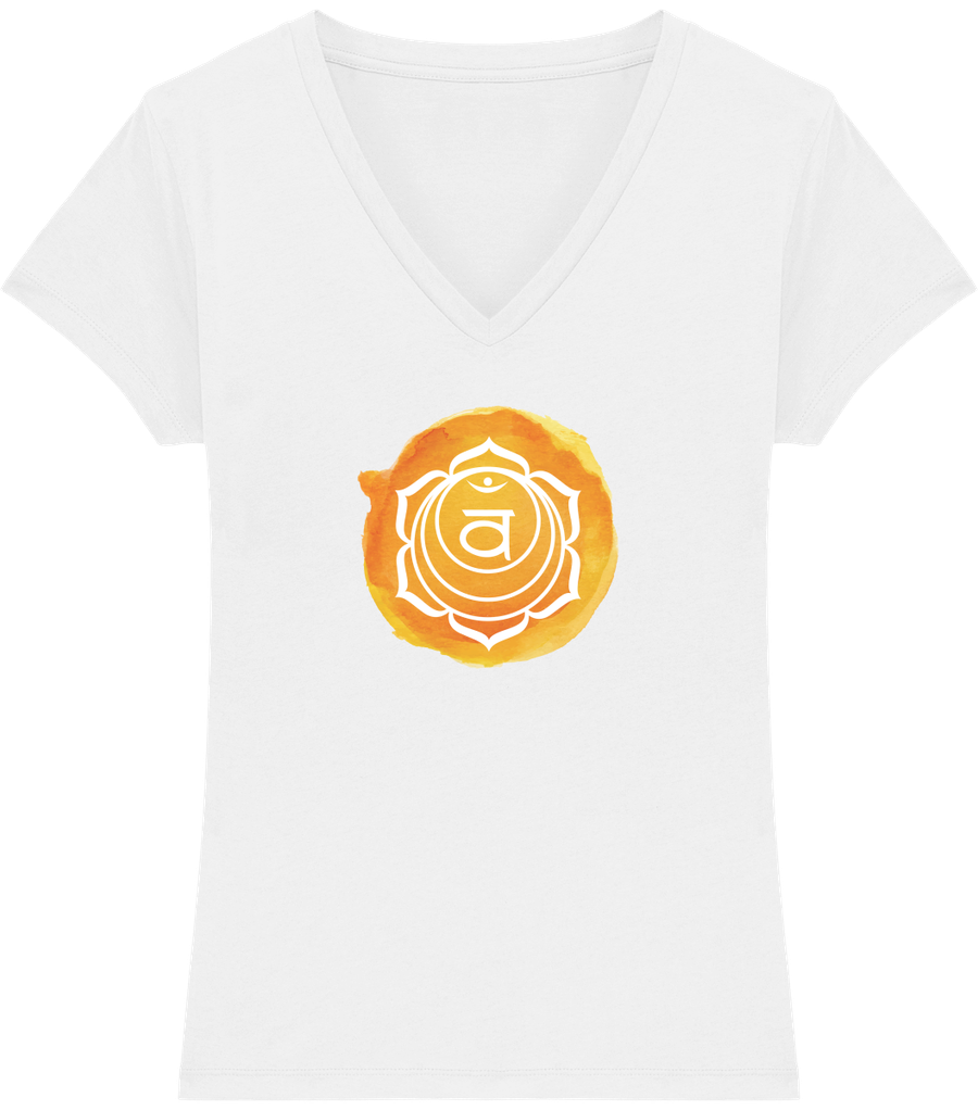 T-shirt col V en coton bio "Svadhisthana ou 2ème Chakra" pour femme