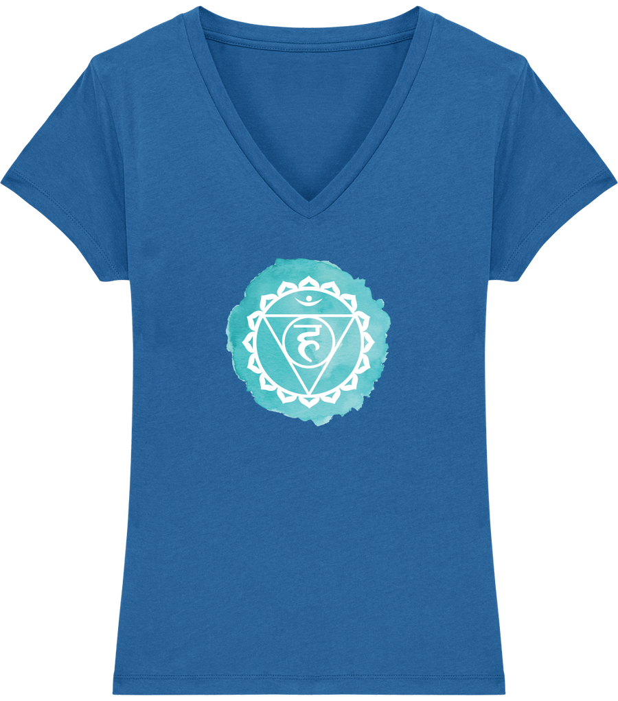 T-shirt col V en coton bio "Vishuddha ou 5ème Chakra" pour femme