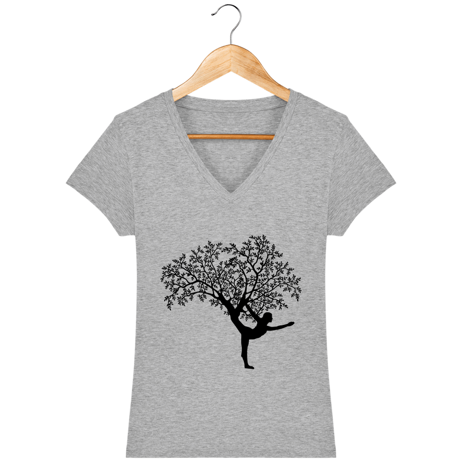 T-shirt col V - Femme en coton bio «Yoga Tree 4»