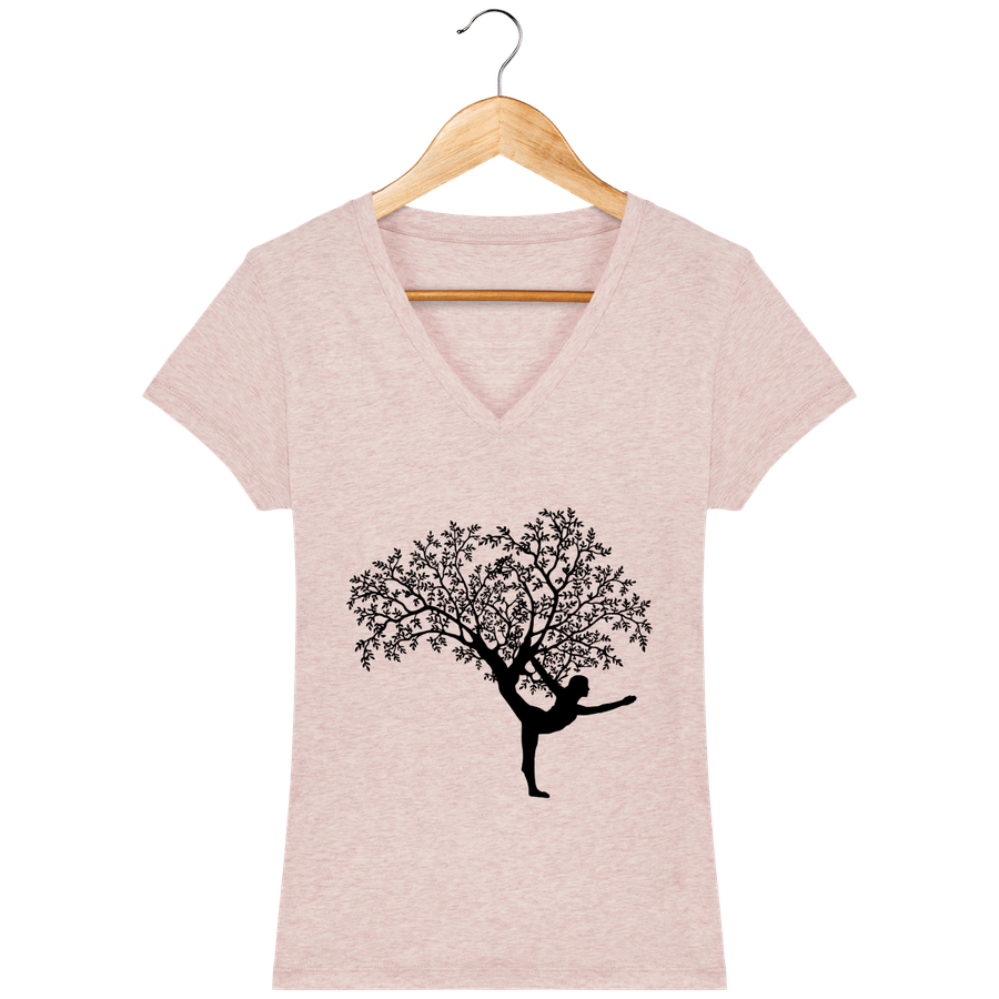 T-shirt col V - Femme en coton bio «Yoga Tree 4»