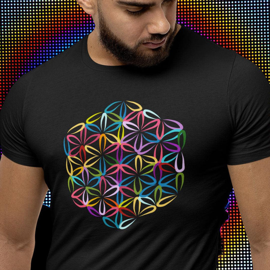 T-shirt en coton bio «Fleur de vie - Chakras» pour homme, à col rond