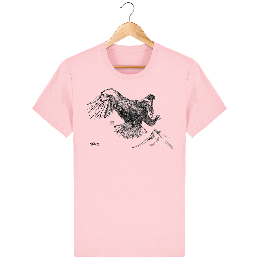 T-shirt en coton bio «L'aigle et la montagne» pour homme, à col rond - Collection Daography