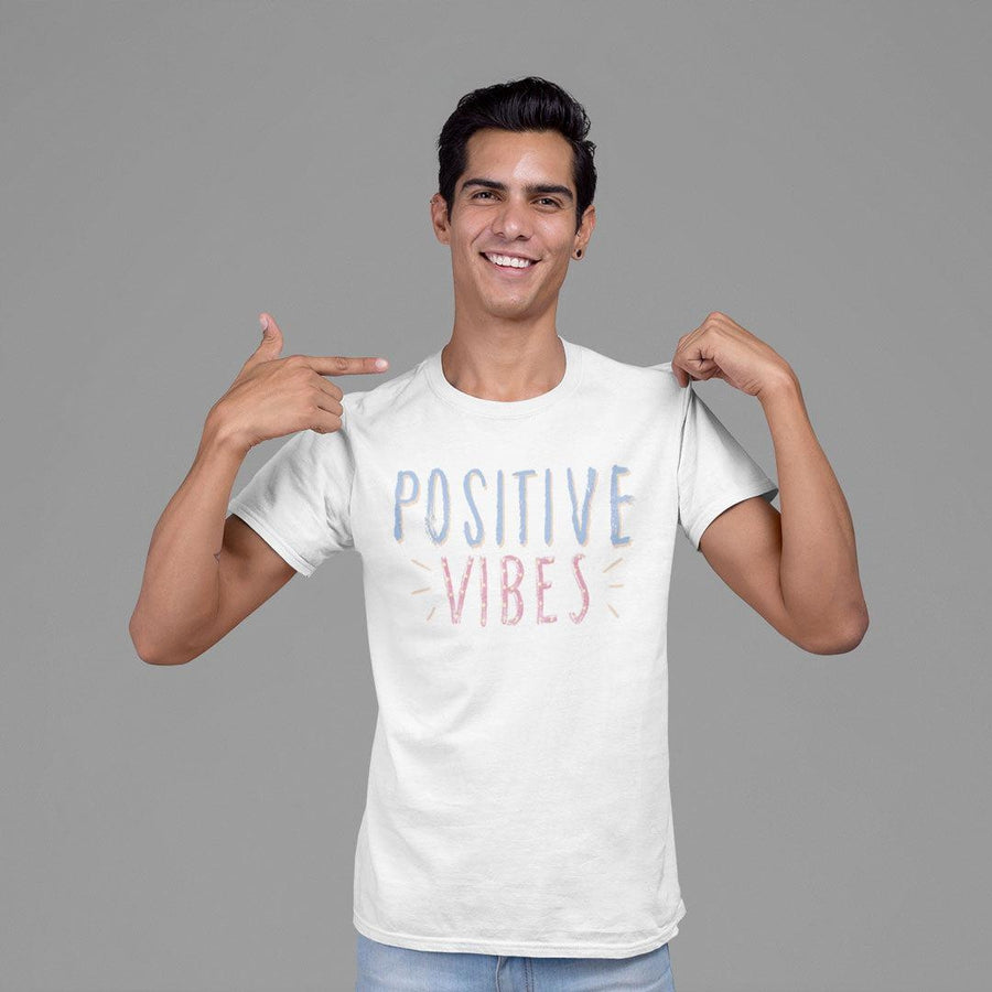 T-shirt en coton bio «Positive Vibes» pour homme, à col rond