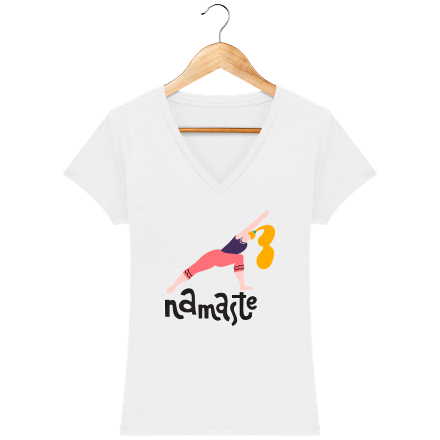 T-shirt Femme col V en coton bio «Namaste 3»