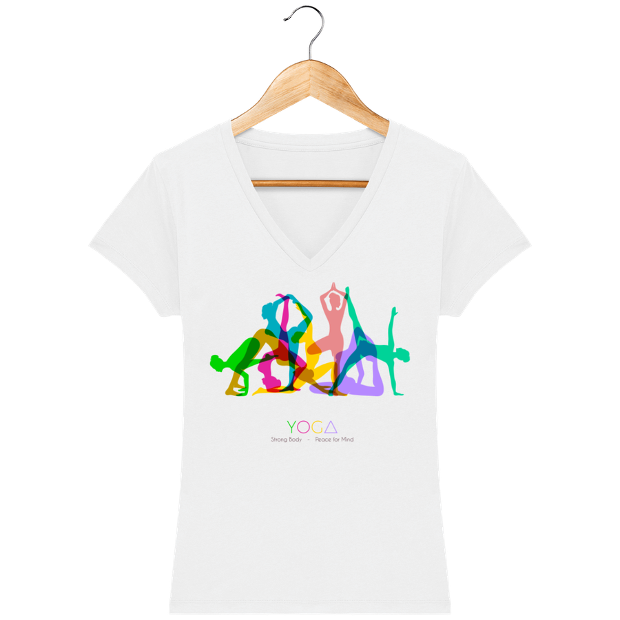 T-shirt Femme col V en coton bio «Yoga 3»