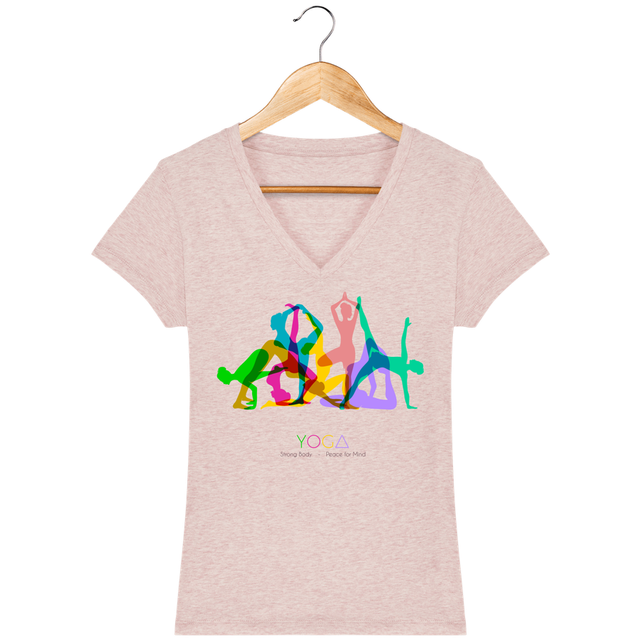 T-shirt Femme col V en coton bio «Yoga 3»