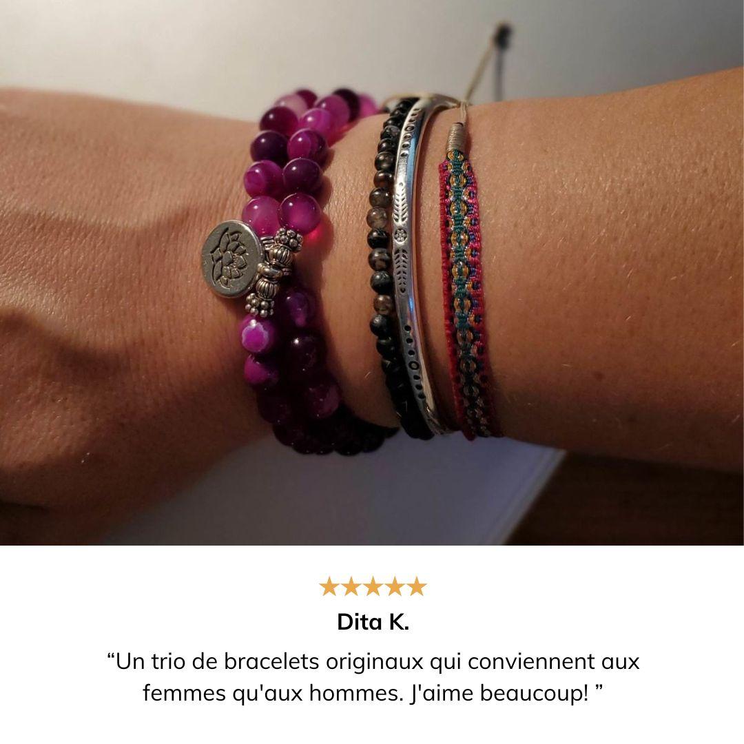 Trio de bracelets tibétains multi matière
