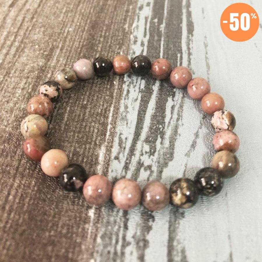 3 Bracelets «Confiance en l'Amour» Quartz Rose Onyx et Rhodonite