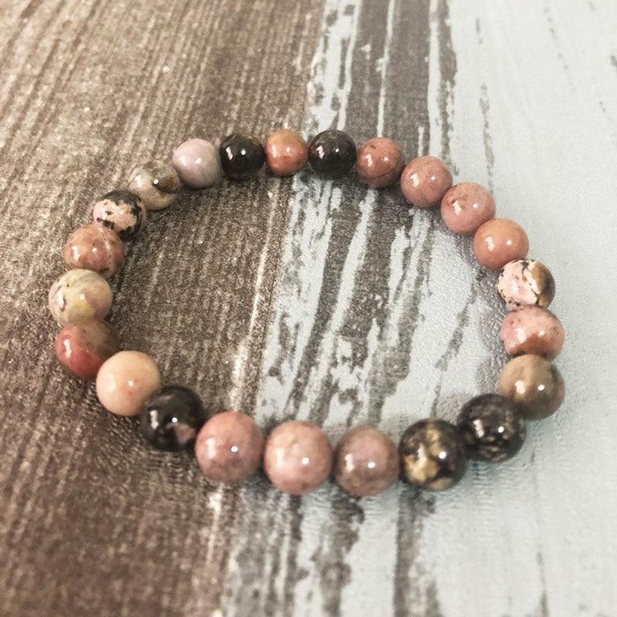 3 Bracelets «Confiance en l'Amour» Quartz Rose Onyx et Rhodonite