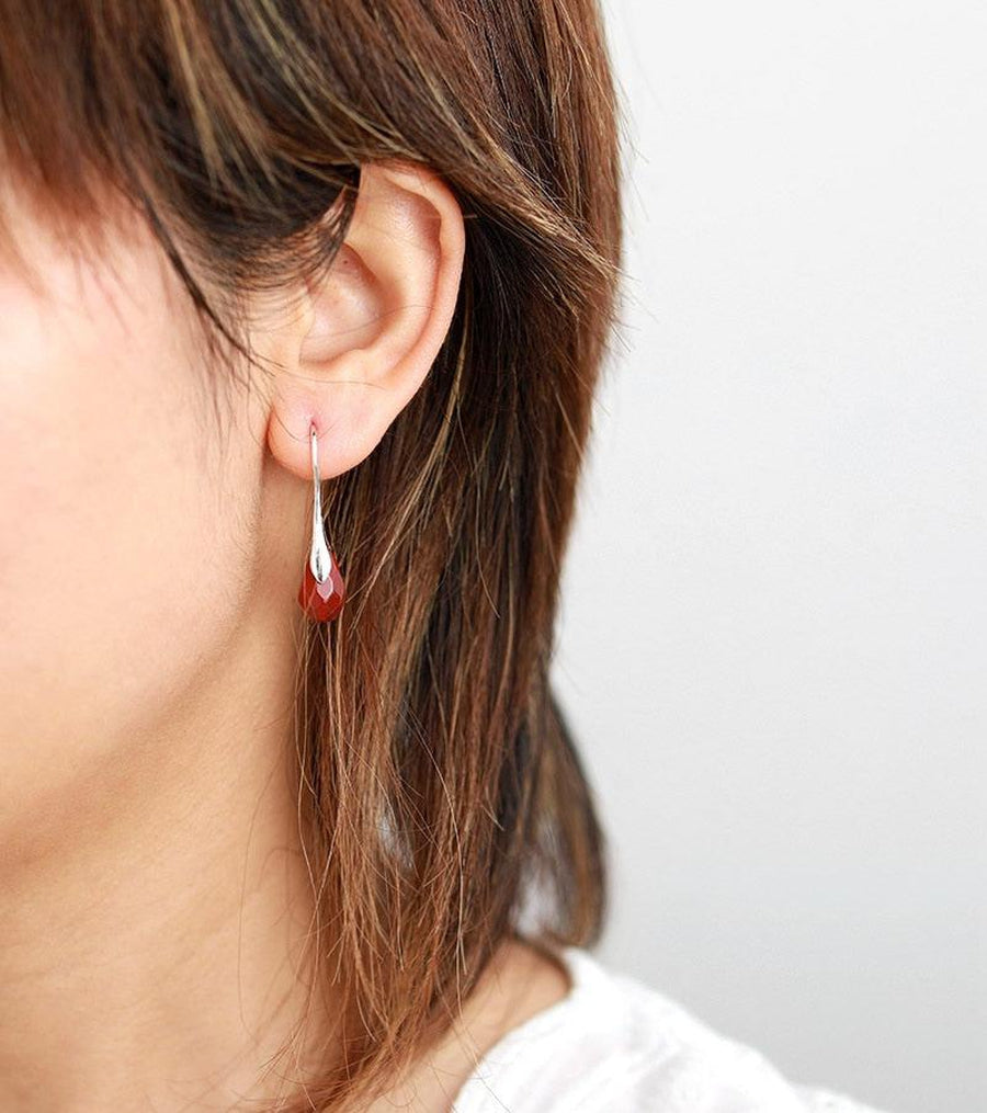 Boucles d’oreilles pendantes en Jaspe rouge à facettes
