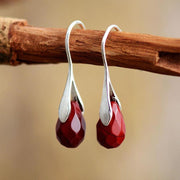 Boucles d’oreilles pendantes en Jaspe rouge à facettes
