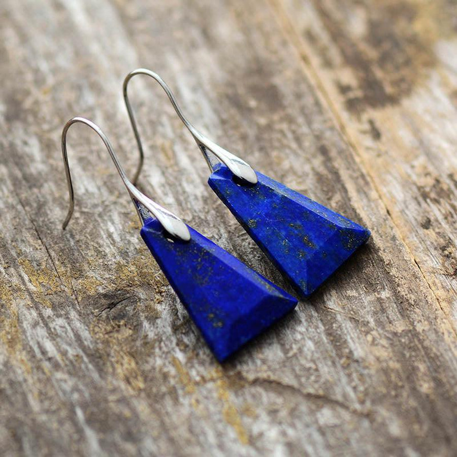 Boucles d’oreilles pendantes forme trapèze facettée en Lapis Lazuli