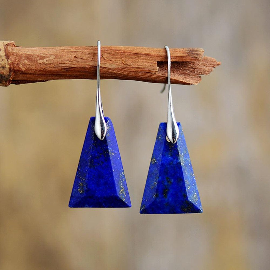 Boucles d’oreilles pendantes forme trapèze facettée en Lapis Lazuli