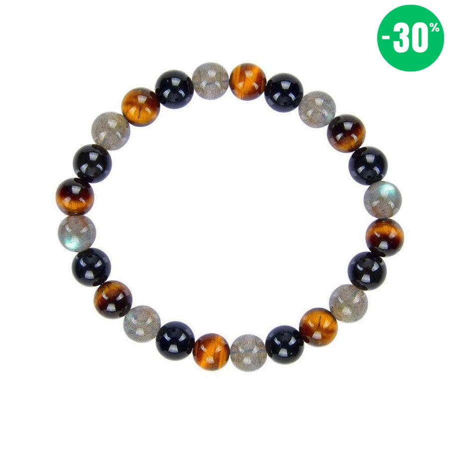 Bracelet «Protection Ultime» en Labradorite, Oeil de Tigre et Obsidienne Noire