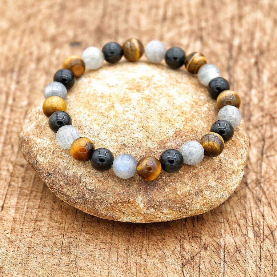 Bracelet «Protection Ultime» en Labradorite, Oeil de Tigre et Obsidienne Noire