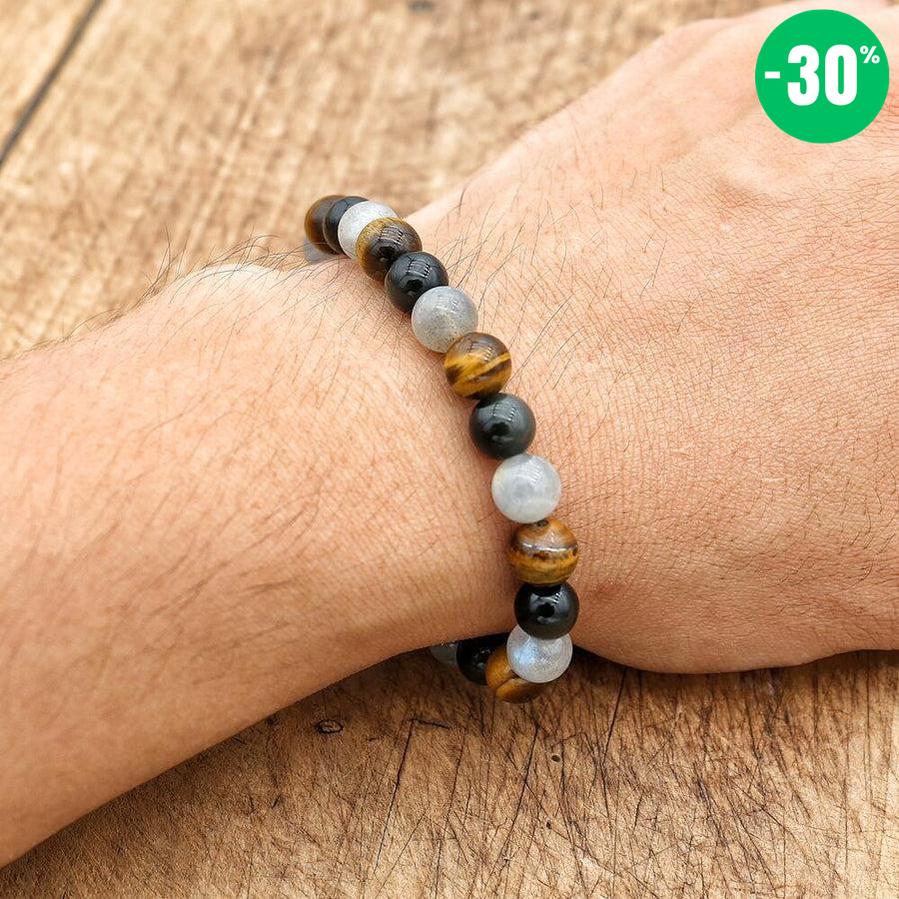 Bracelet «Protection Ultime» en Labradorite, Oeil de Tigre et Obsidienne Noire