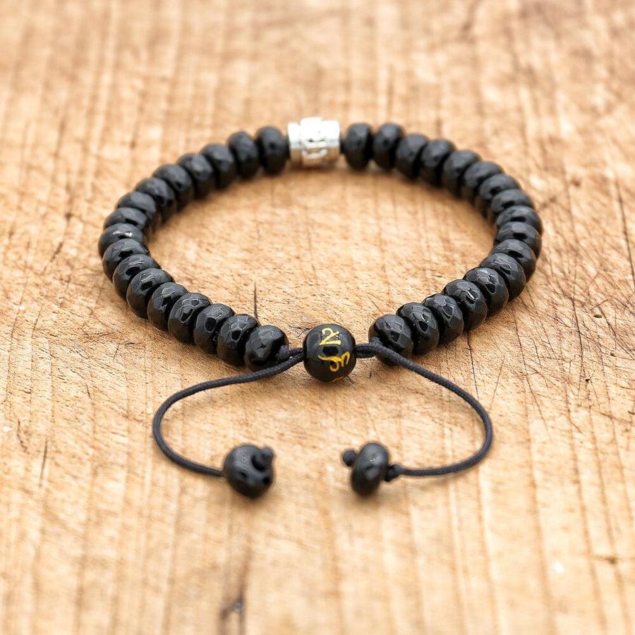Bracelet de méditation unisexe en Onyx noir mat