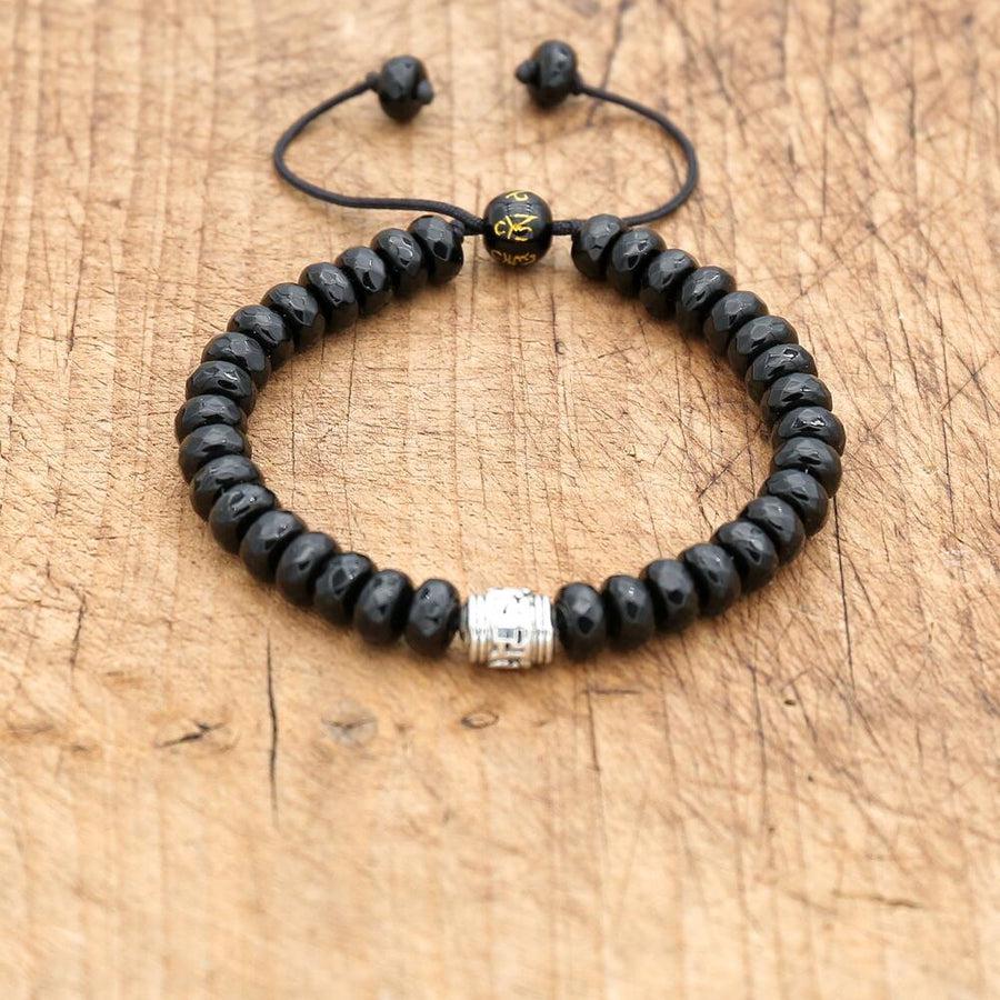 Bracelet de méditation unisexe en Onyx noir mat