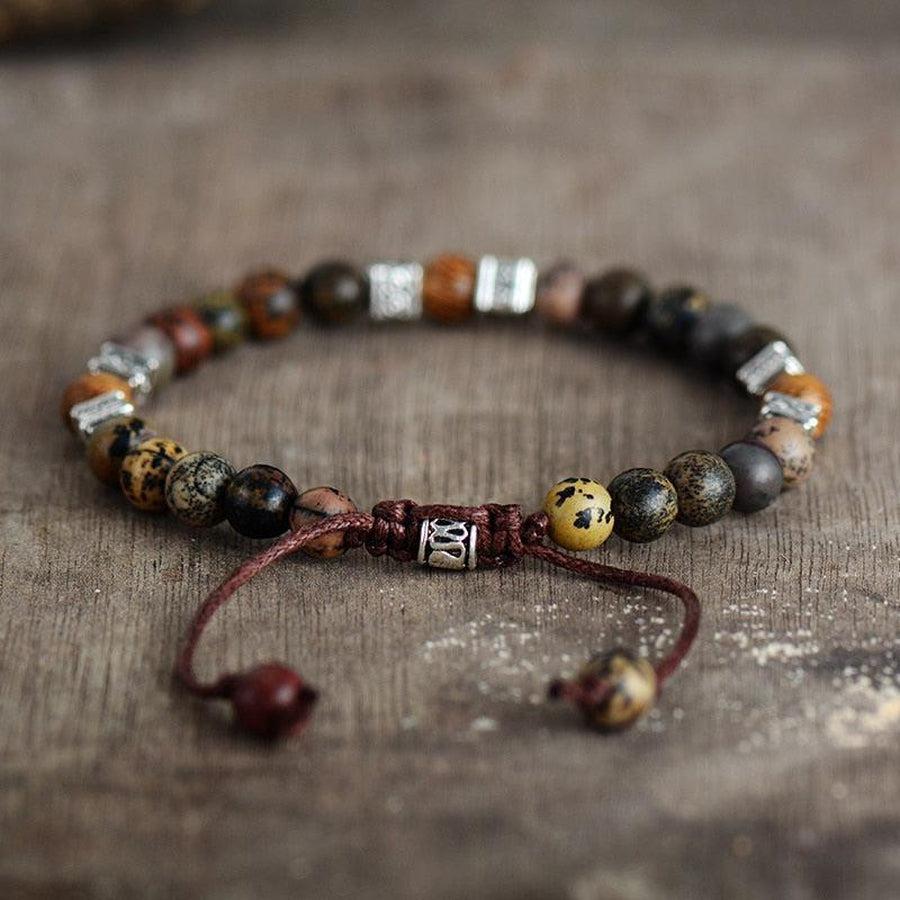 Bracelet en Jaspe naturel multicolore ajustable