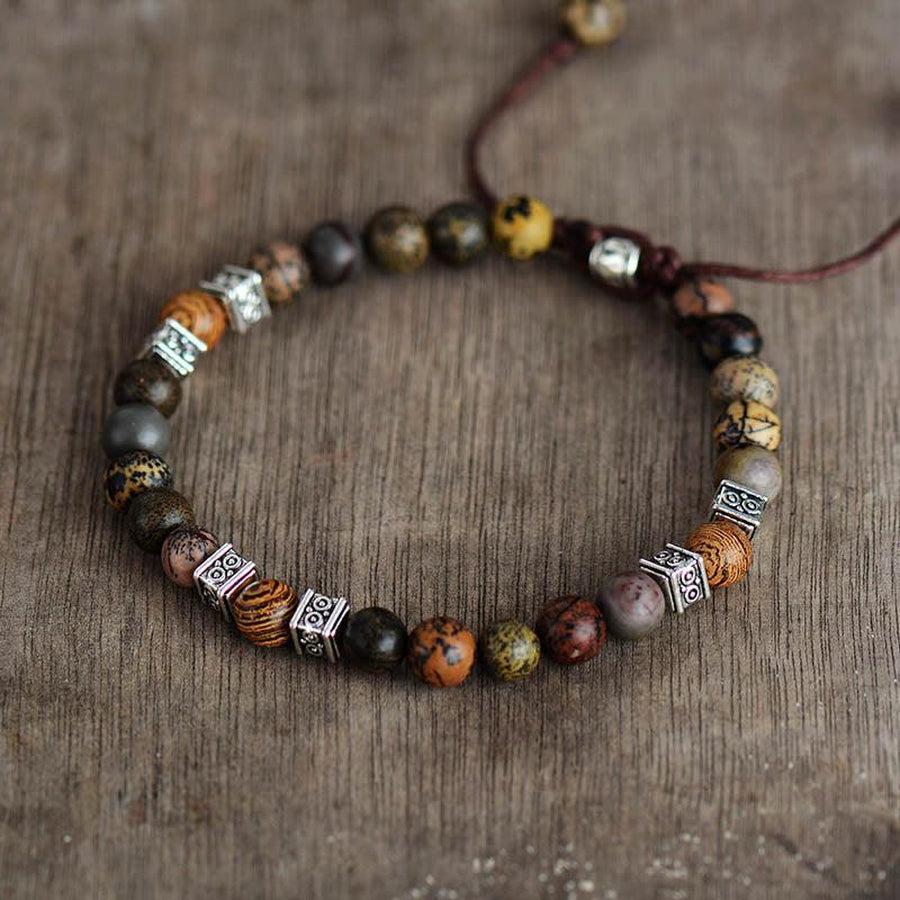 Bracelet en Jaspe naturel multicolore ajustable