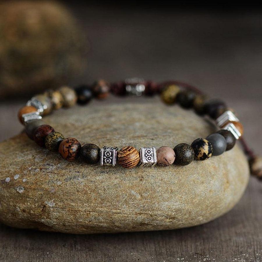 Bracelet en Jaspe naturel multicolore ajustable