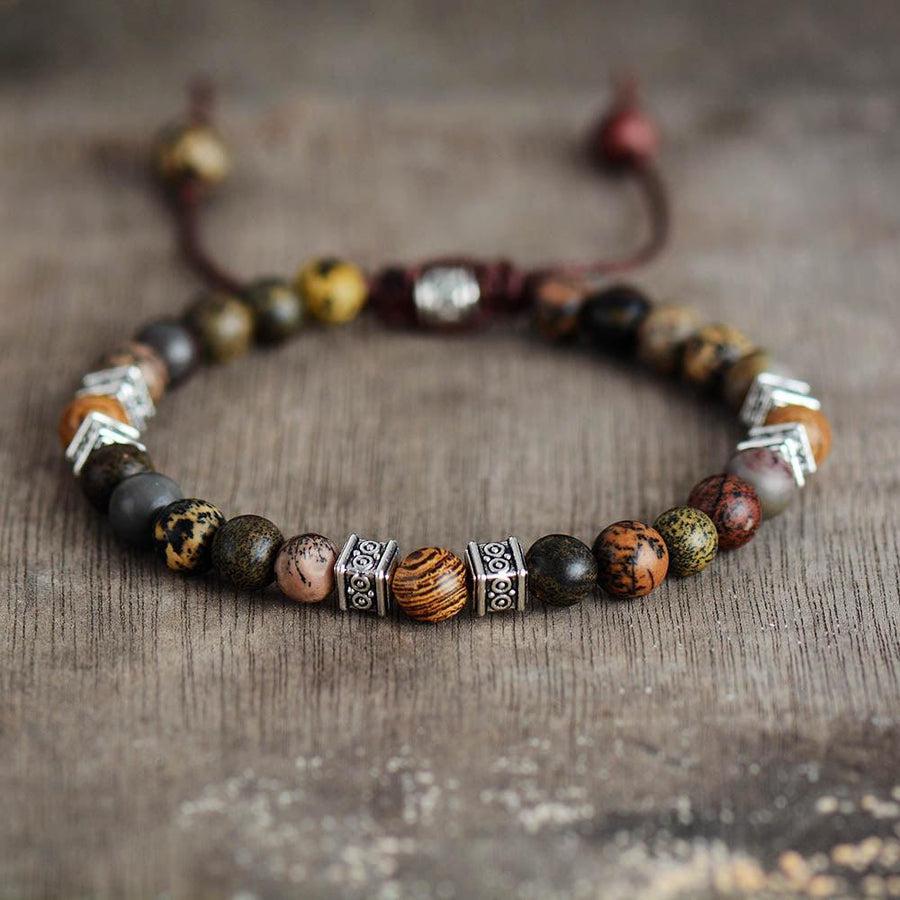 Bracelet en Jaspe naturel multicolore ajustable