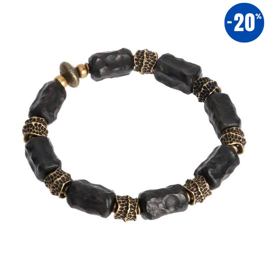 Bracelet en bois d’ébène et cuivre martelé