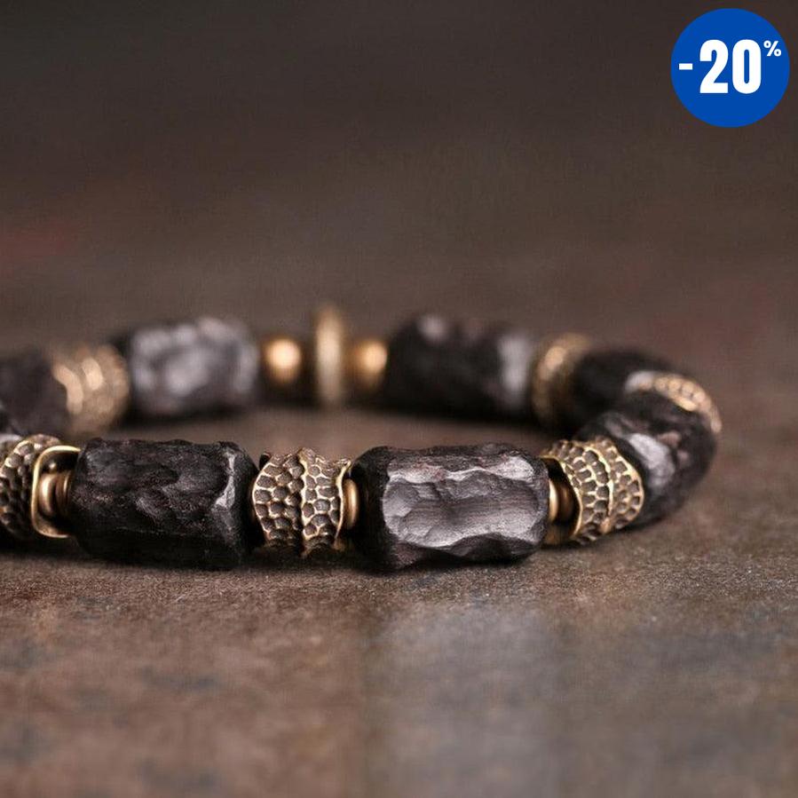 Bracelet en bois d’ébène et cuivre martelé