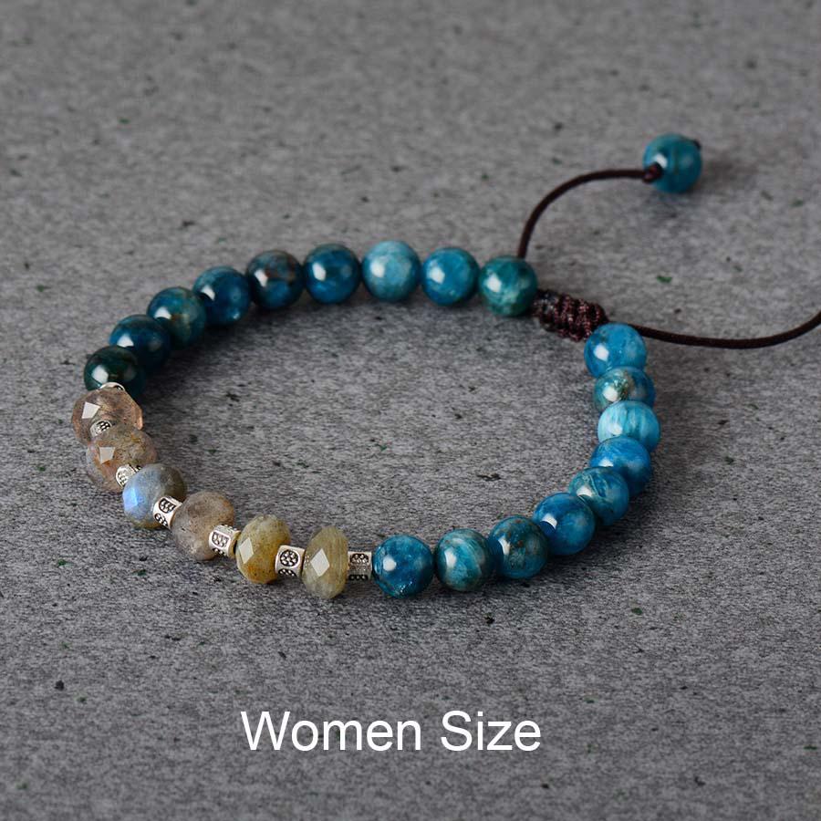 Bracelet en pierres de Labradorite et Apatite