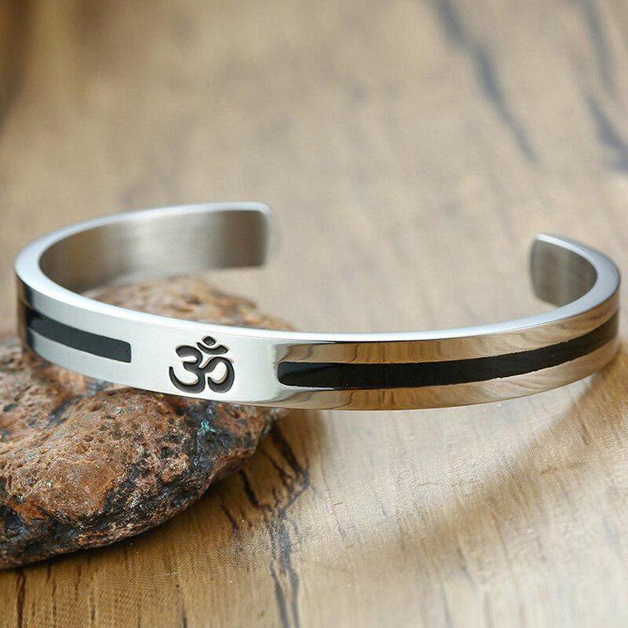Bracelet jonc « OM » en acier inoxydable