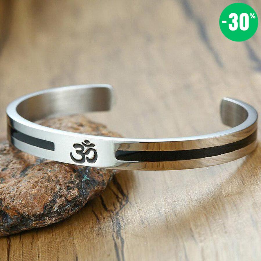 Bracelet jonc « OM » en acier inoxydable